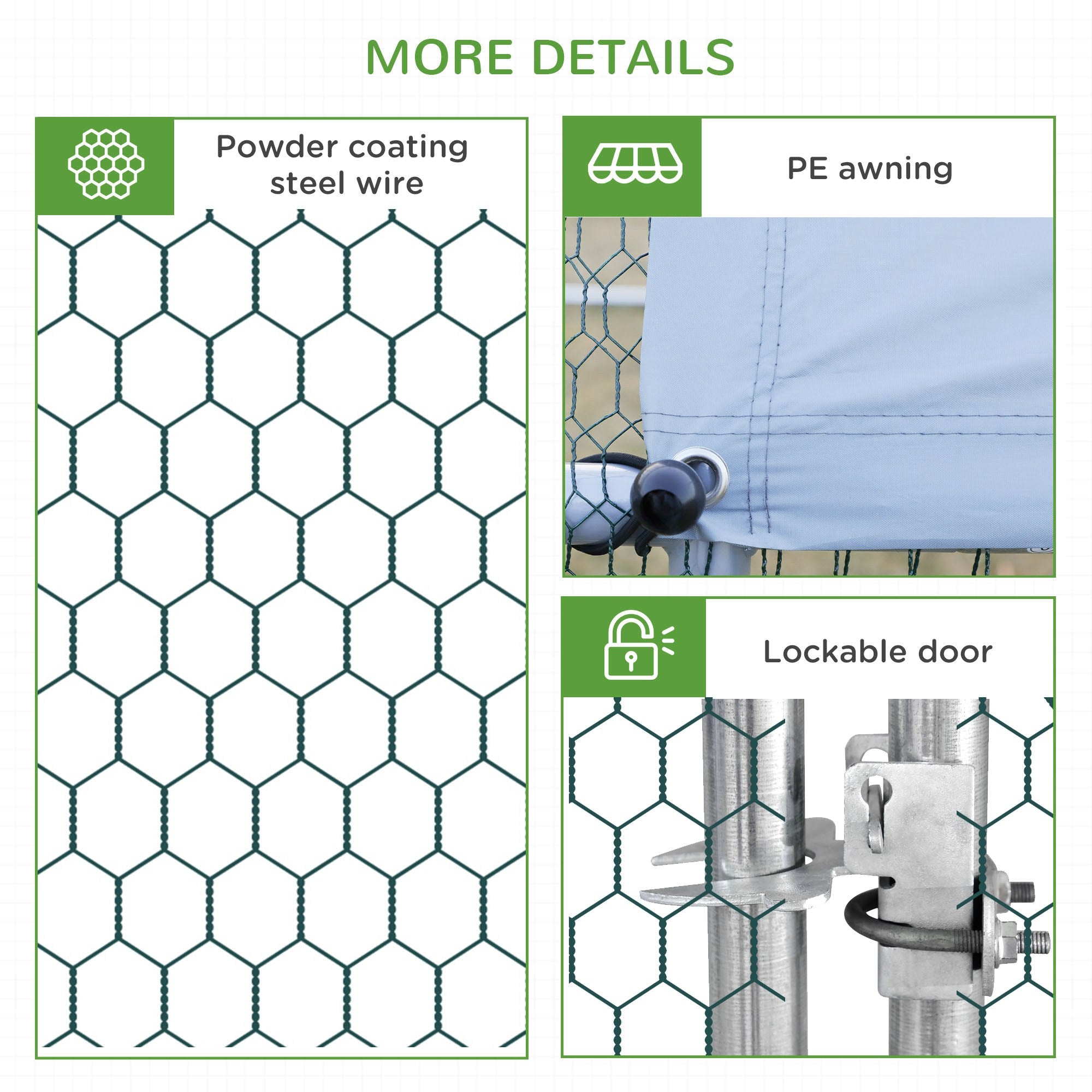 PawHut Chicken Run Galvanised Walk-in Chicken Coop Hen Poultry House Cage Rabbit Hutch Pet Playpen Garden w/ Water-Resist Cover, 3 x 1.7 x 1.9m