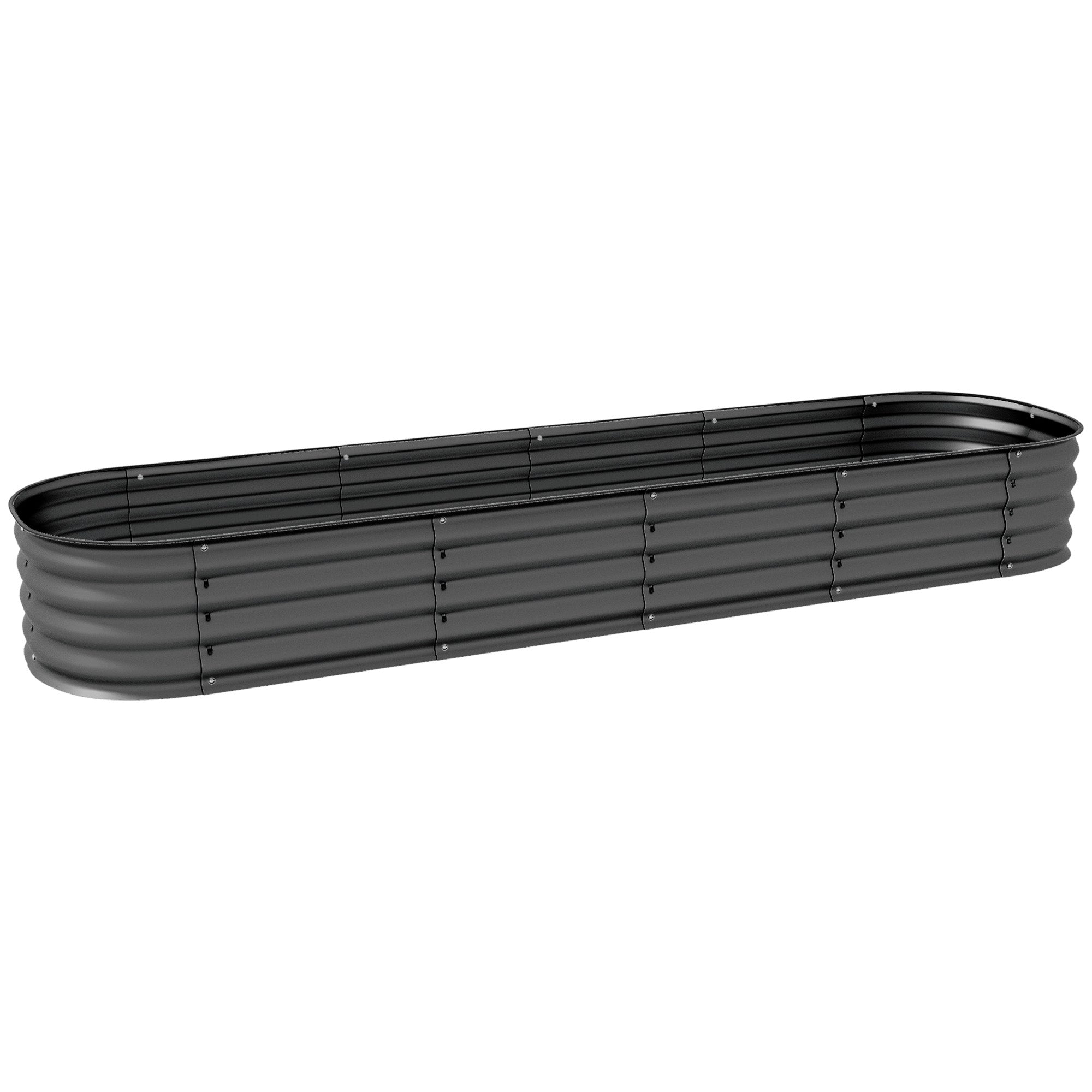 Outsunny 7.9' x 2' x 1' Galvanized Raised Garden Bed Kit, Metal Elevated Planter Box with Safety Edging, Easy DIY for Growing Flowers, Herbs, Succulents, Dark Grey