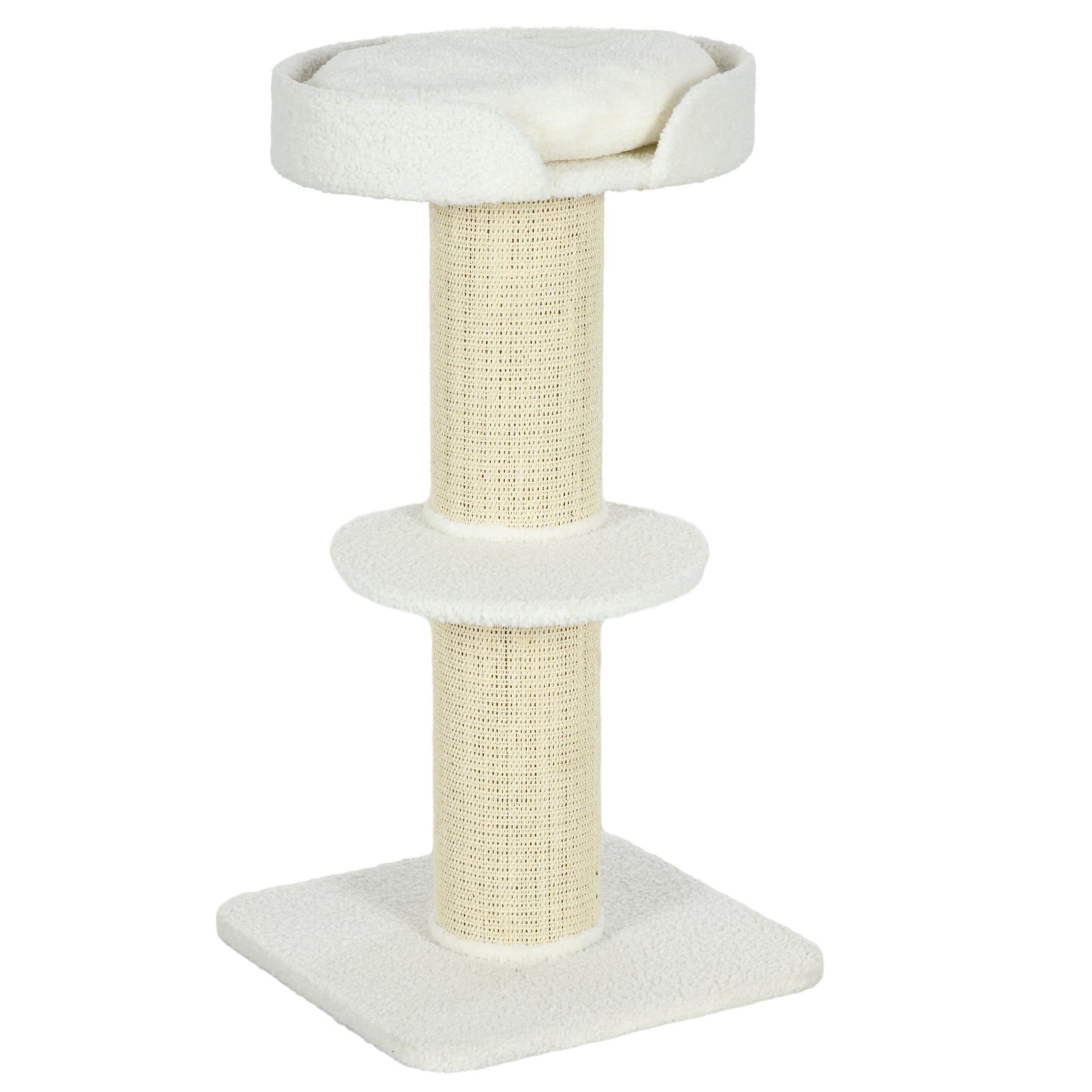 PawHut 91cm Cat Tower Scratching Posts Cat Tree for Indoor Cats Kitten Activity Centre Cream White