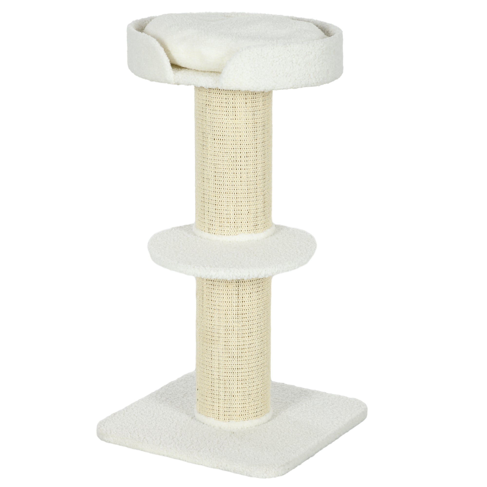 PawHut 91cm Cat Tower Scratching Posts Cat Tree for Indoor Cats Kitten Activity Centre Cream White