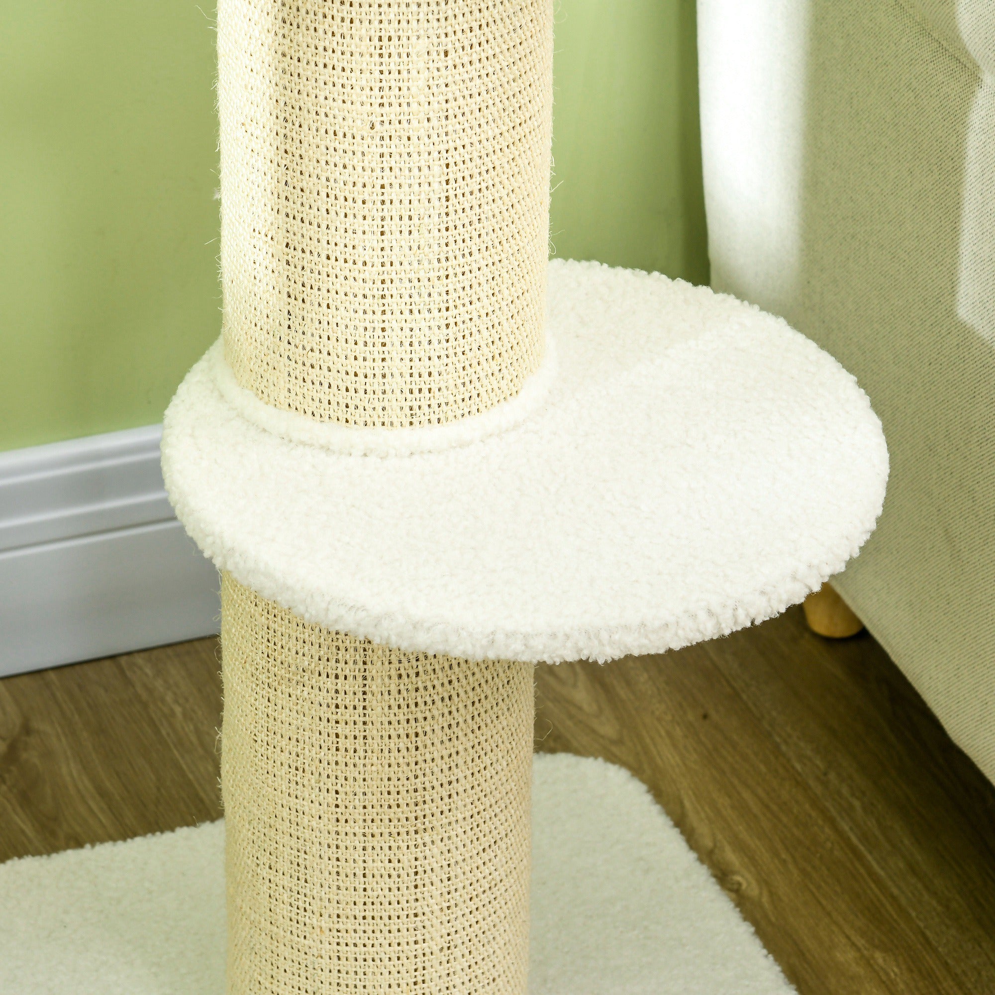 PawHut 36"H Large Cat Scratching Post for Indoor Cats, Bold Cat Tree Multi-Level Kitty Tower with Sisal Mat Scratch Rope, Cat Bed, Removable Cushion, Perch, Cream White