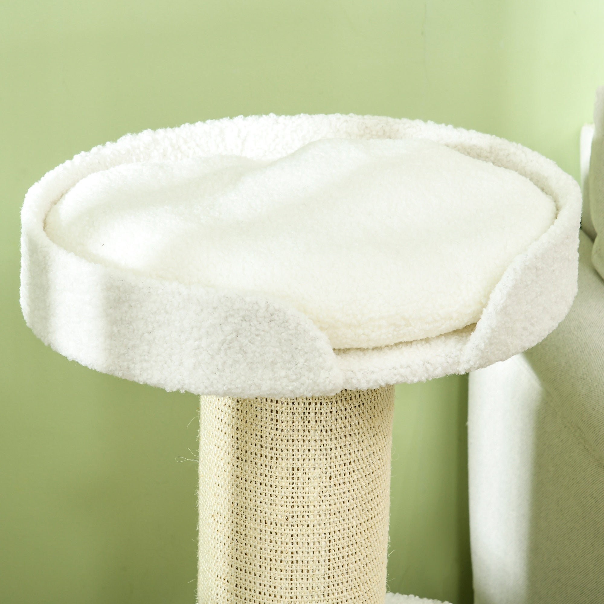 PawHut 36"H Large Cat Scratching Post for Indoor Cats, Bold Cat Tree Multi-Level Kitty Tower with Sisal Mat Scratch Rope, Cat Bed, Removable Cushion, Perch, Cream White
