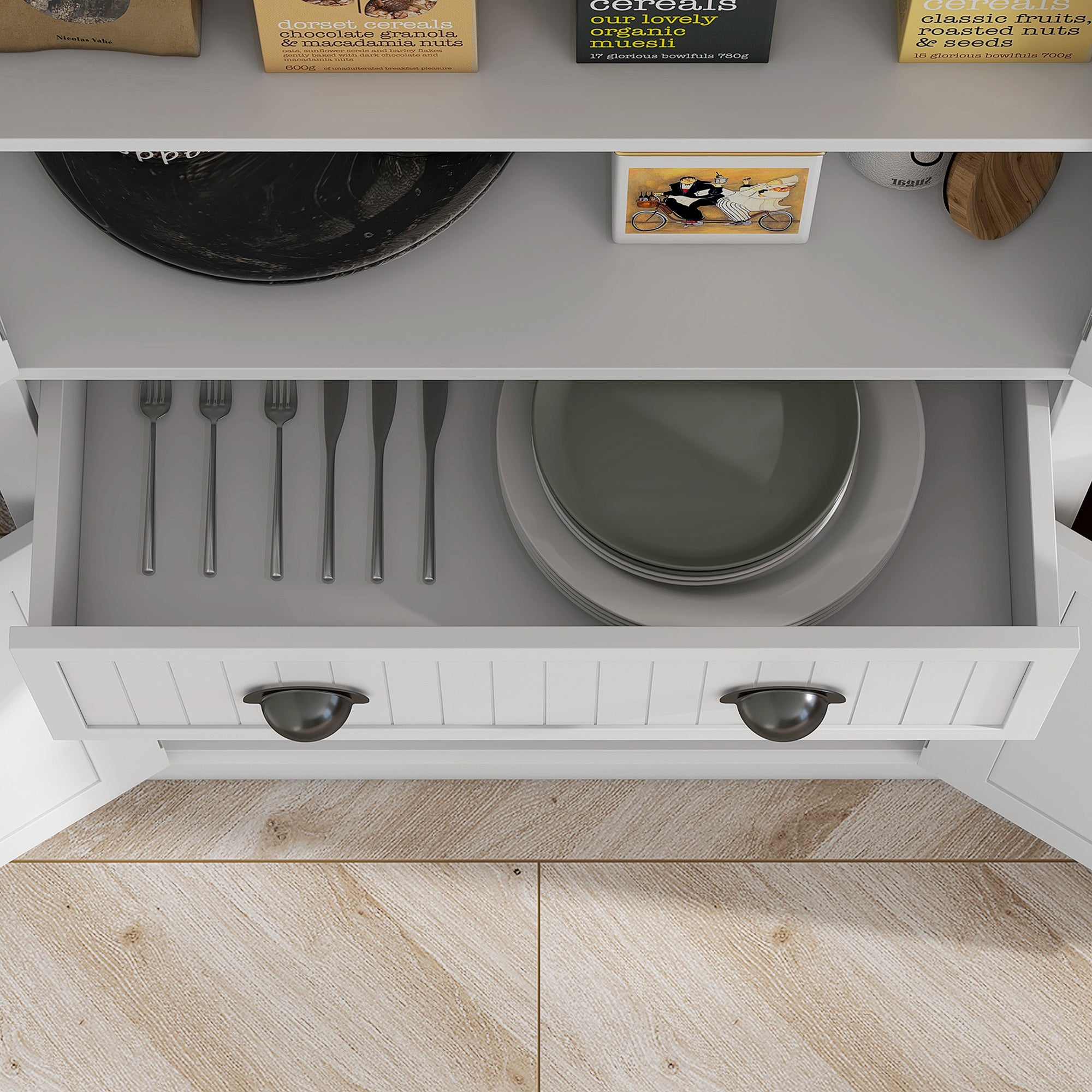 HOMCOM Freestanding Kitchen Pantry Storage Cabinet, Tall Cabinet with Drawer and Adjustable Shelves, White