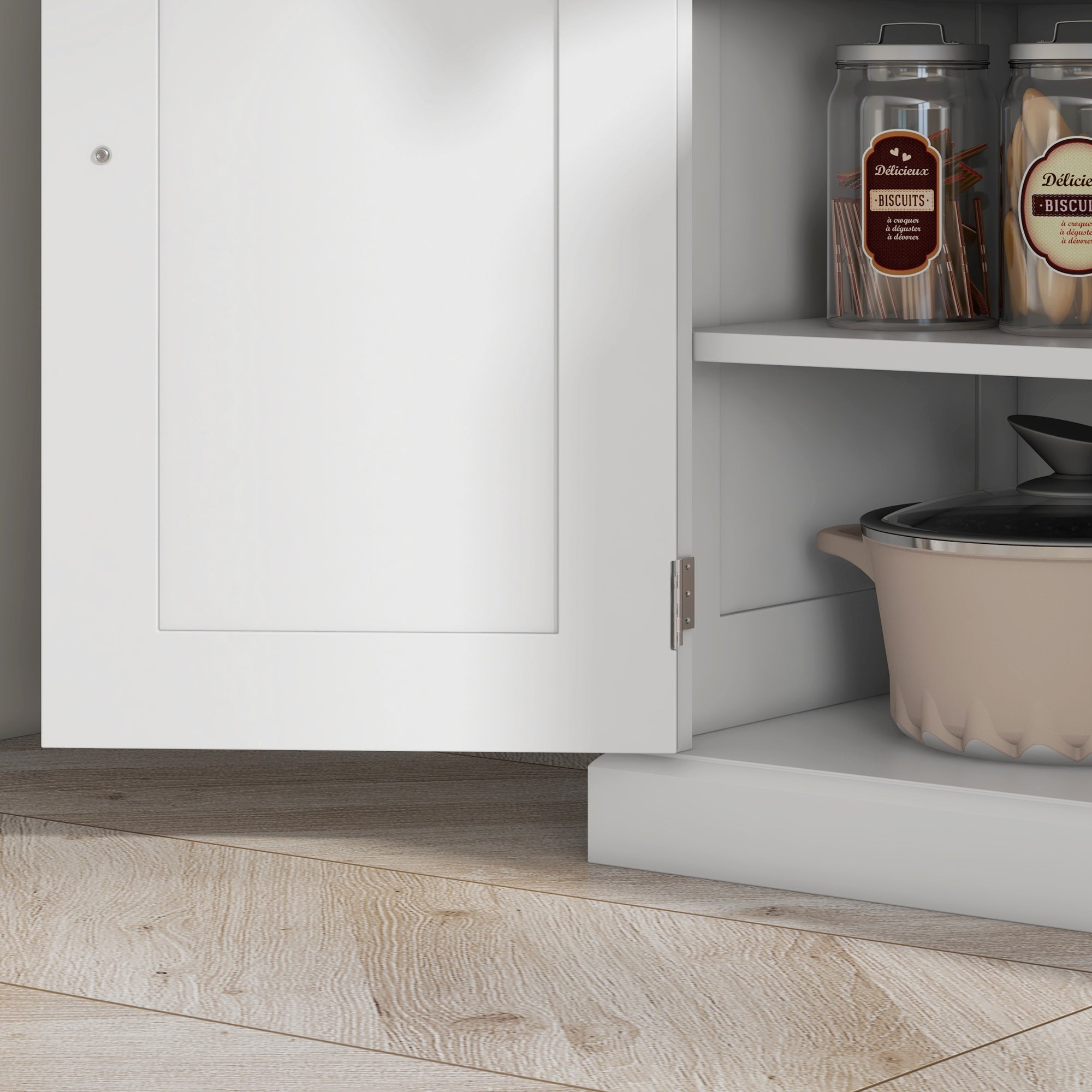 HOMCOM Freestanding Kitchen Pantry Storage Cabinet, Tall Cabinet with Drawer and Adjustable Shelves, White