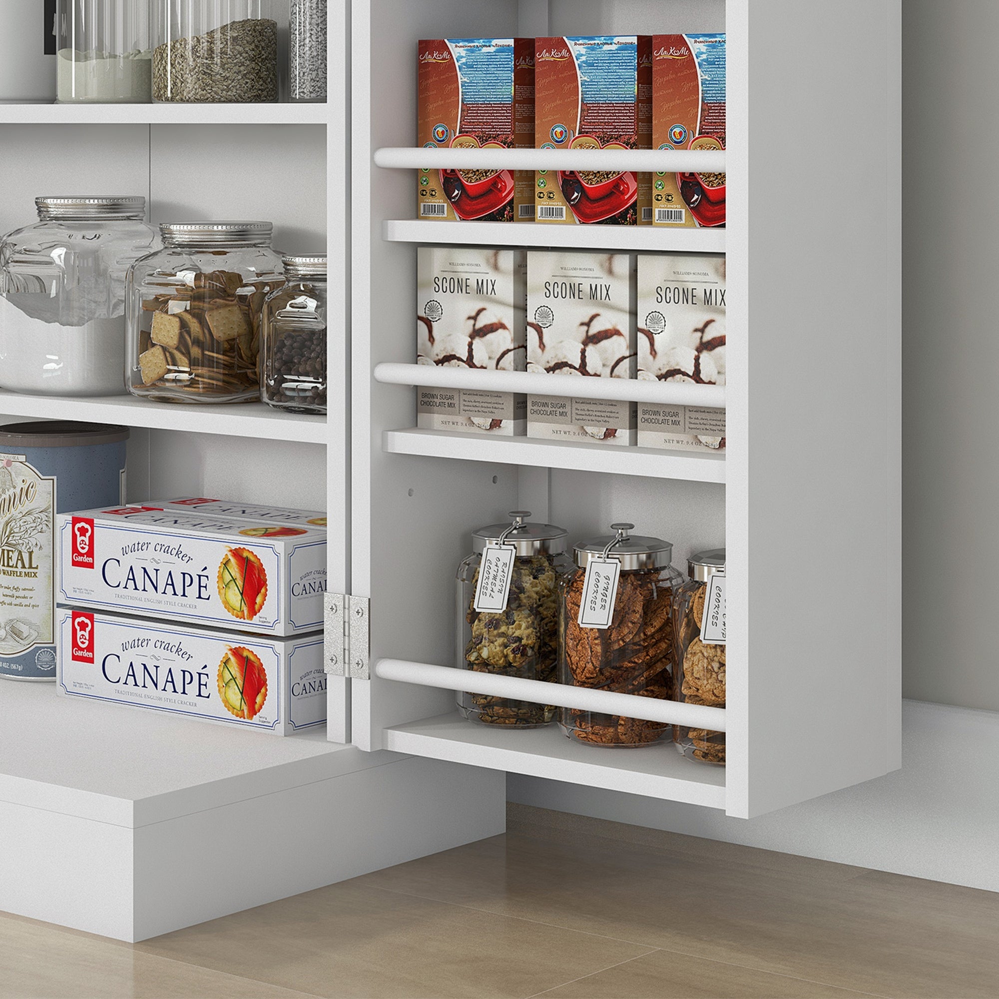 HOMCOM 41" Kitchen Pantry, Freestanding Kitchen Storage Cabinet with Double Doors, 5-Tier Shelf and Adjustable Shelves, White