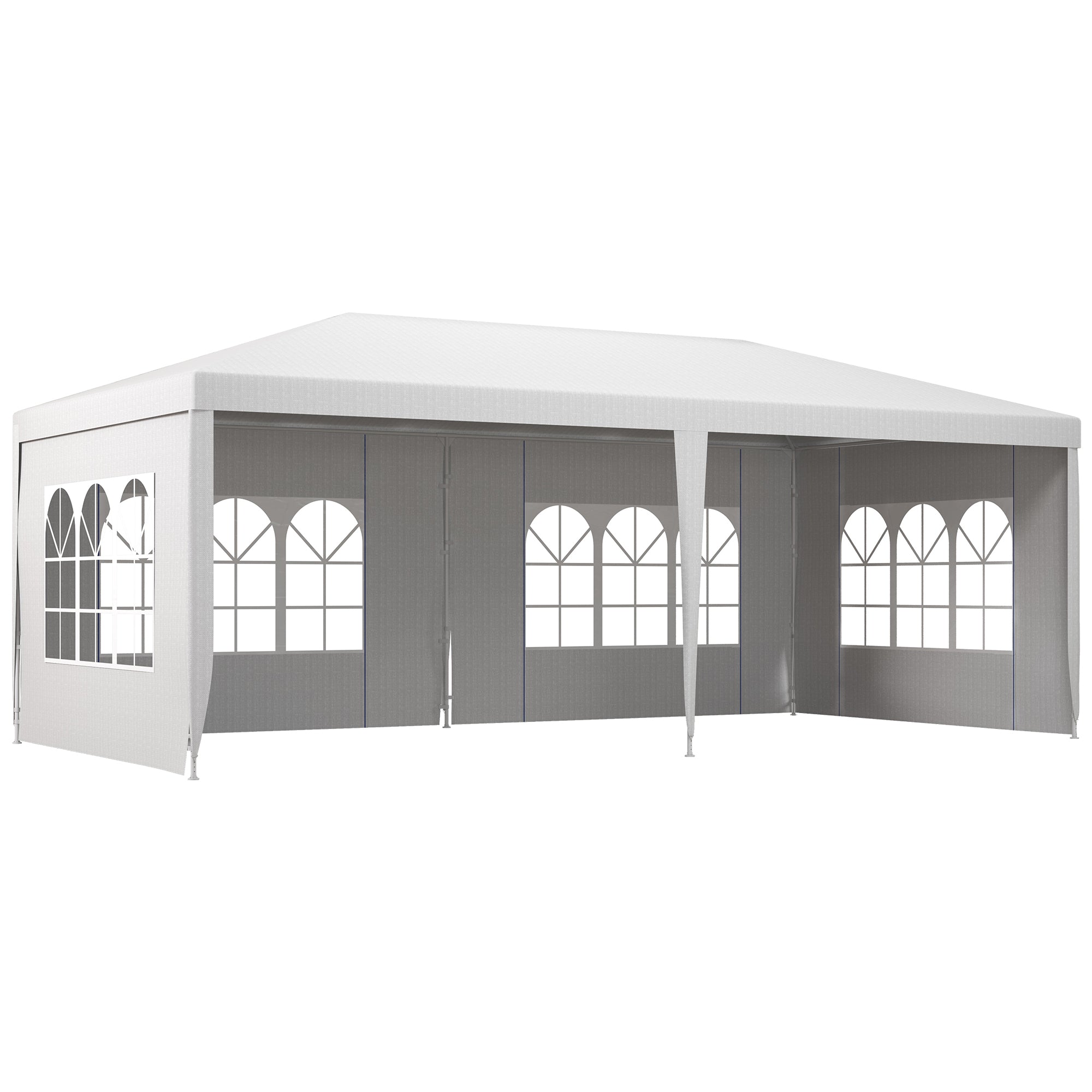 Outsunny 18.7' x 9.4' Party Tent, Portable Folding Wedding Tent, Garden Canopy Event Shelter, Outdoor Sunshade with 4 Removable Sidewalls, White