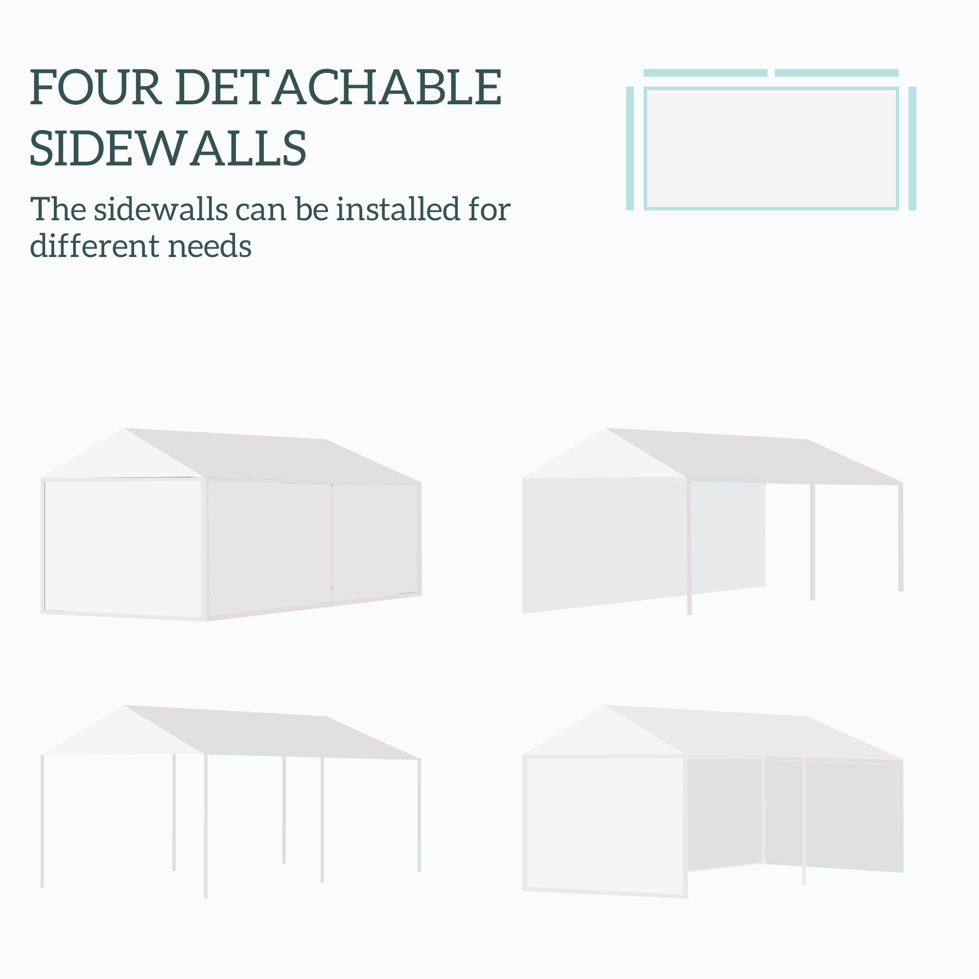 Outsunny 18.7' x 9.4' Party Tent, Portable Folding Wedding Tent, Garden Canopy Event Shelter, Outdoor Sunshade with 4 Removable Sidewalls, White