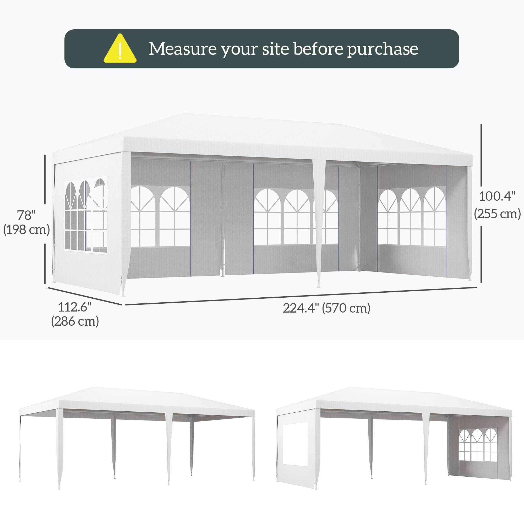 Outsunny 18.7' x 9.4' Party Tent, Portable Folding Wedding Tent, Garden Canopy Event Shelter, Outdoor Sunshade with 4 Removable Sidewalls, White