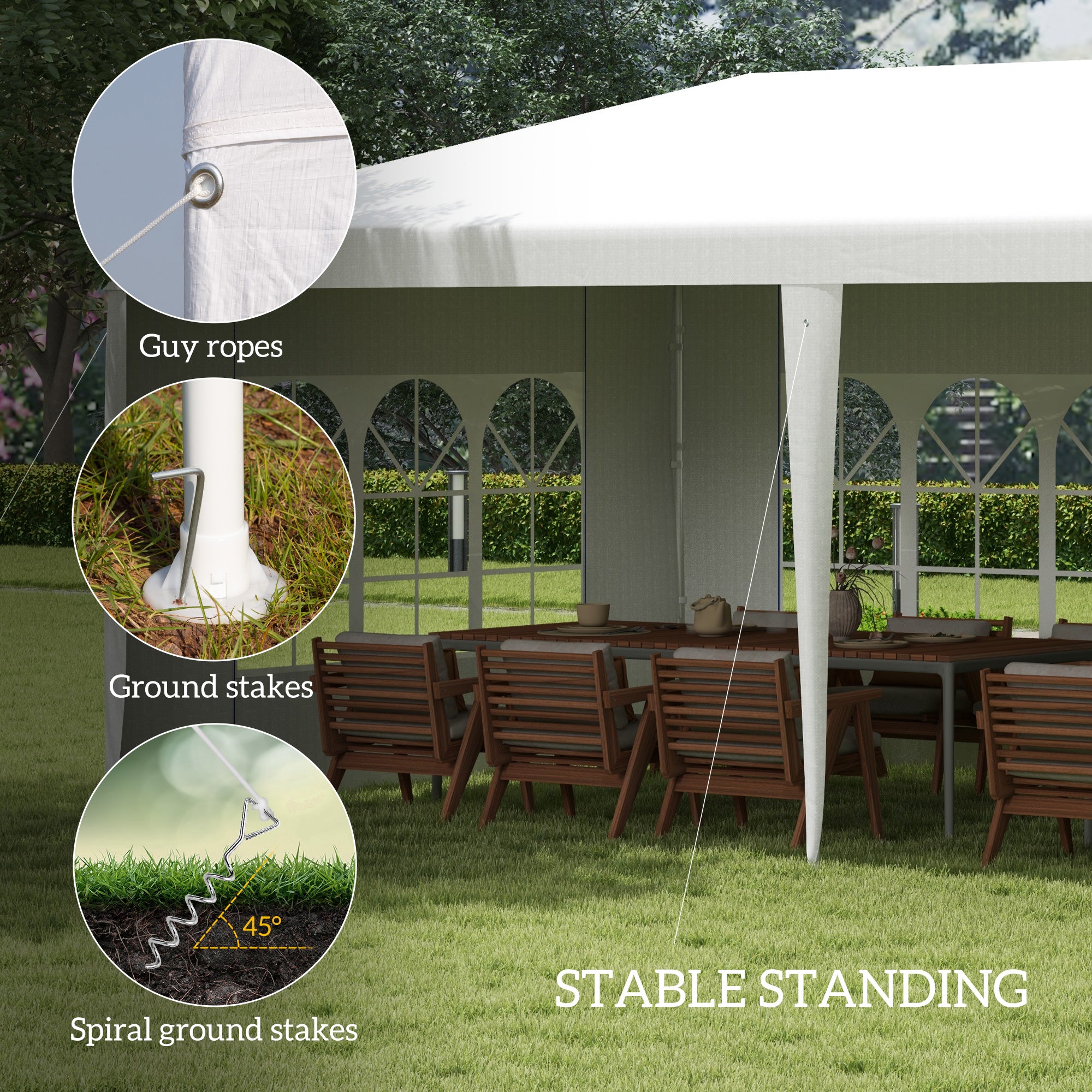 Outsunny 18.7' x 9.4' Party Tent, Portable Folding Wedding Tent, Garden Canopy Event Shelter, Outdoor Sunshade with 4 Removable Sidewalls, White
