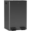 HOMCOM Dual Kitchen Garbage Bin, 2 x 7.4 Gallon (2 x 28 L) Trash Can with Foot Pedal, Soft-Close Garbage Can with Removable Inner Buckets, Fingerprint-Proof for Kitchen, Black