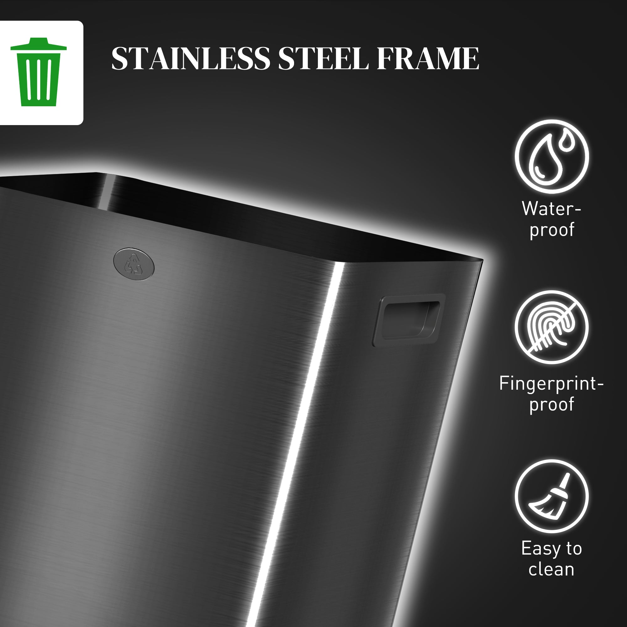 HOMCOM Dual Kitchen Garbage Bin, 2 x 7.4 Gallon (2 x 28 L) Trash Can with Foot Pedal, Soft-Close Garbage Can with Removable Inner Buckets, Fingerprint-Proof for Kitchen, Black