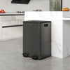 HOMCOM Dual Kitchen Garbage Bin, 2 x 7.4 Gallon (2 x 28 L) Trash Can with Foot Pedal, Soft-Close Garbage Can with Removable Inner Buckets, Fingerprint-Proof for Kitchen, Black