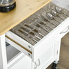 HOMCOM Kitchen Cart, Utility Trolley, Small Kitchen Island with Storage Drawer & Side Hooks for Dining Room, White
