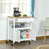 HOMCOM Kitchen Cart, Utility Trolley, Small Kitchen Island with Storage Drawer & Side Hooks for Dining Room, White