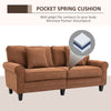 HOMCOM Modern 3-Seater Sofa, Upholstered Corduroy Fabric Couch with Pine Wood Legs, Pillows, Rolled Arms for Living Room, Brown