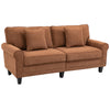 HOMCOM Modern 3-Seater Sofa, Upholstered Corduroy Fabric Couch with Pine Wood Legs, Pillows, Rolled Arms for Living Room, Brown