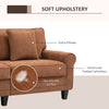 HOMCOM Modern 3-Seater Sofa, Upholstered Corduroy Fabric Couch with Pine Wood Legs, Pillows, Rolled Arms for Living Room, Brown