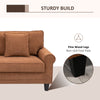 HOMCOM Modern 3-Seater Sofa, Upholstered Corduroy Fabric Couch with Pine Wood Legs, Pillows, Rolled Arms for Living Room, Brown