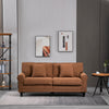 HOMCOM Modern 3-Seater Sofa, Upholstered Corduroy Fabric Couch with Pine Wood Legs, Pillows, Rolled Arms for Living Room, Brown