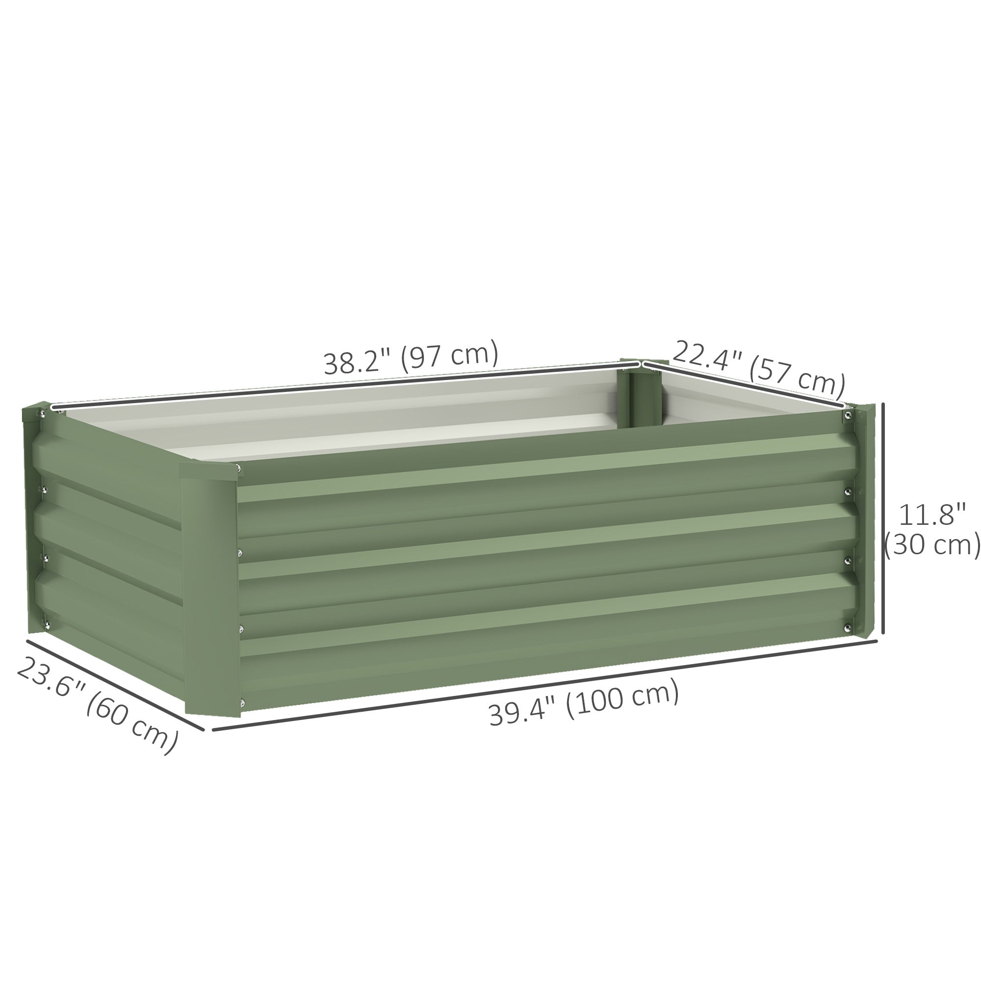 Outsunny Set of 2 Raised Garden Beds, Galvanized Planters for Outdoor Plants, Elevated Planter Box, Easy-to-assemble, for Growing Flowers, Herbs and Vegetables, Green
