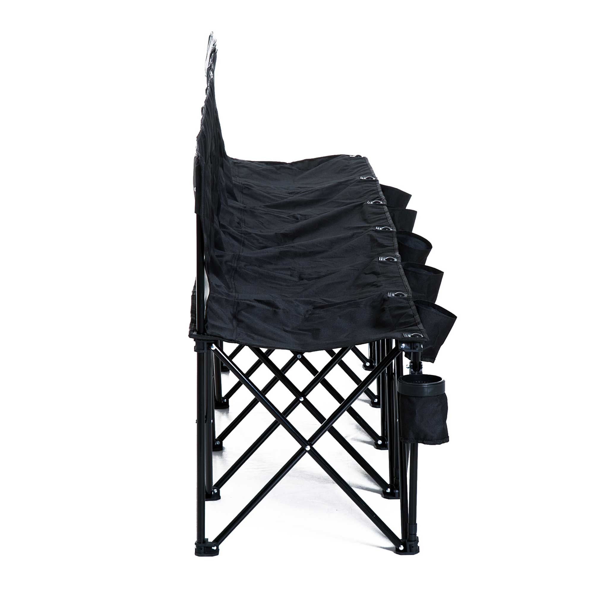 Outsunny 6 Seat Folding Camping Chair Portable Chaise Camping with Cup Holder and Carrying Case for Camping, Picnic, Sport Events, Black