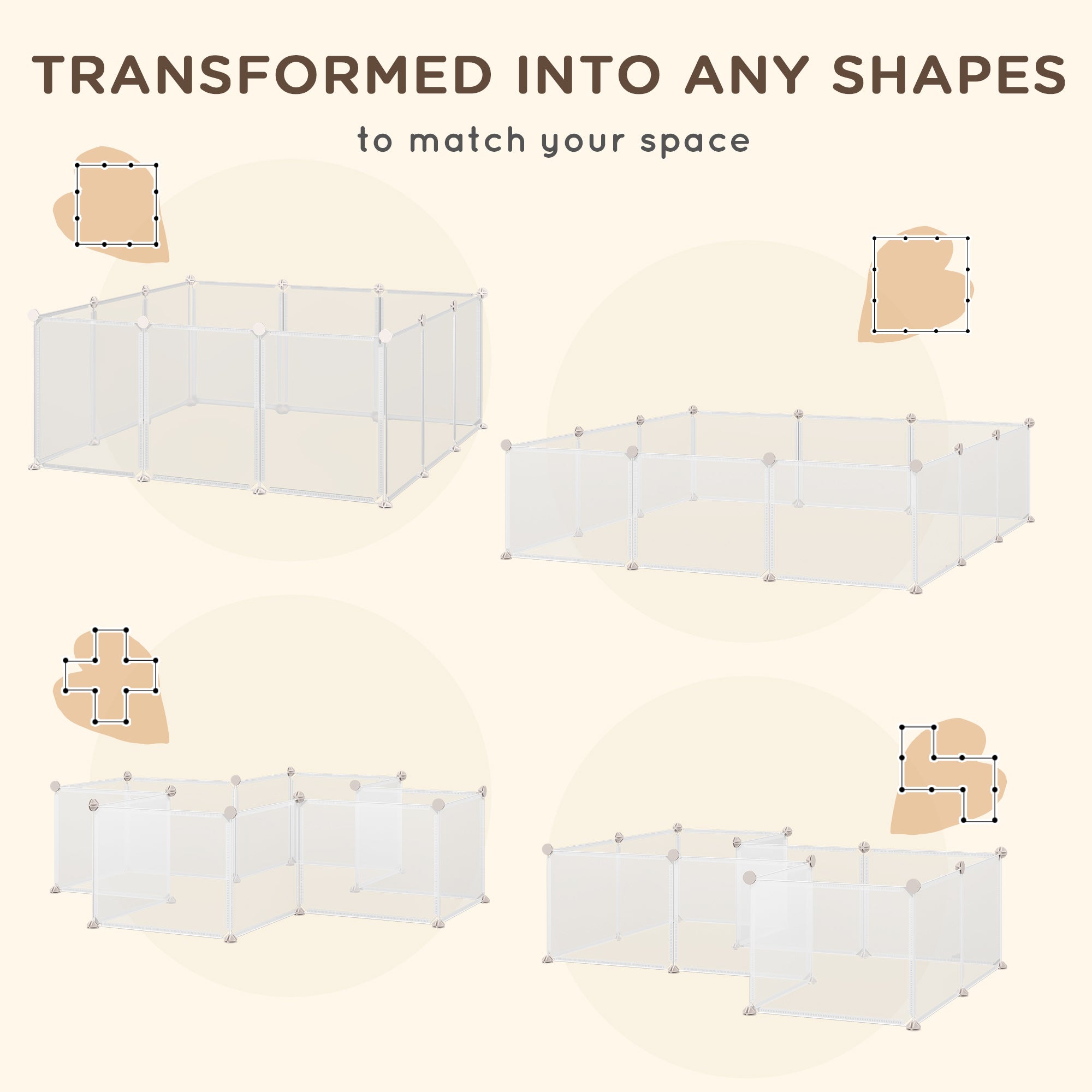 PawHut Pet Puppy Dog Playpen, Portable DIY Catio Small Animal Cage for Bunny Chinchilla Guinea Pig Indoor Outdoor, 12 Panel, 17.7 x 13.8 Inch