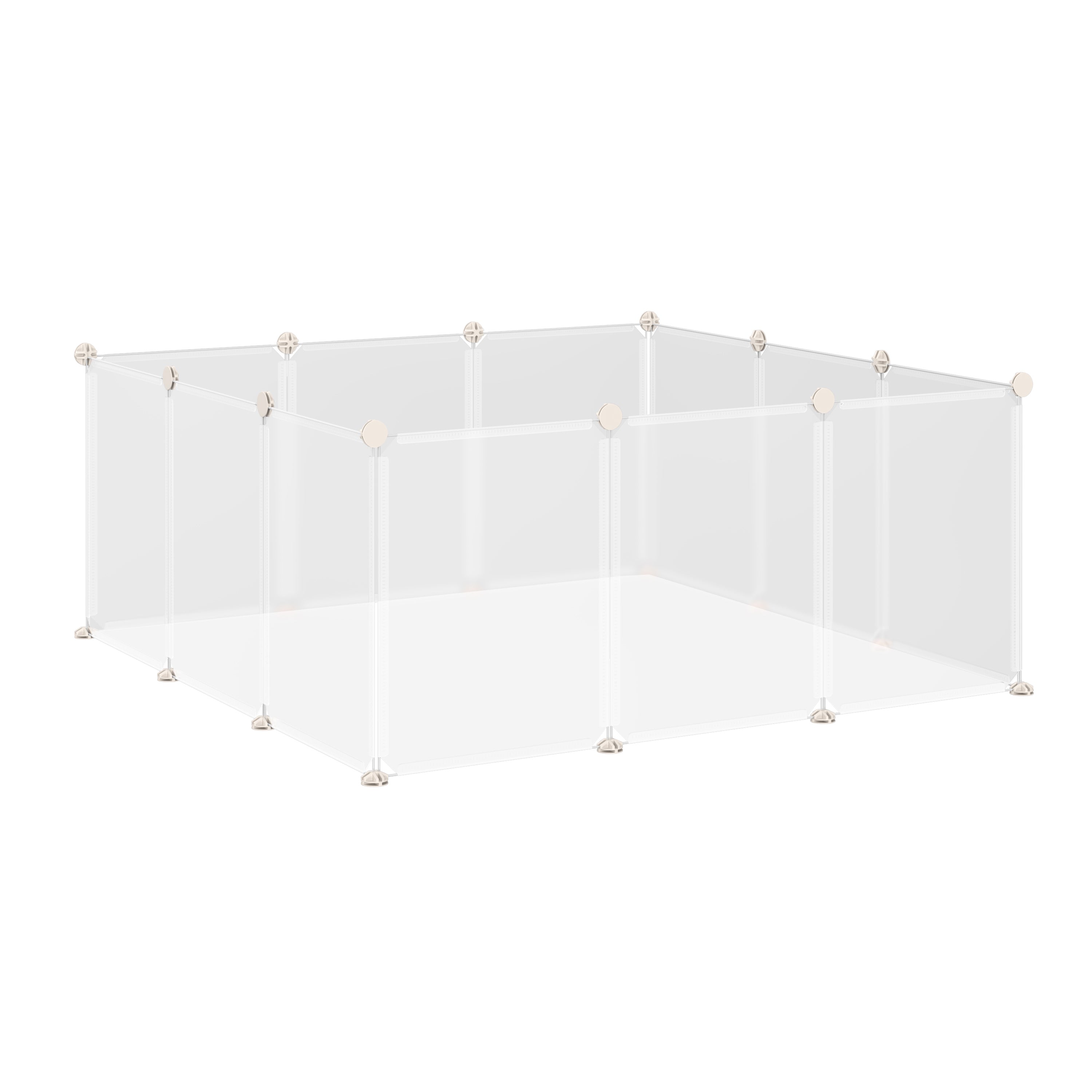 PawHut Pet Playpen DIY Small Animal Cage Open Enclosure Portable Plastic Fence 12 Panels for Hedgehog Bunny Chinchilla Guinea Pig White