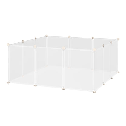 PawHut Pet Puppy Dog Playpen, Portable DIY Catio Small Animal Cage for Bunny Chinchilla Guinea Pig Indoor Outdoor, 12 Panel, 17.7 x 13.8 Inch