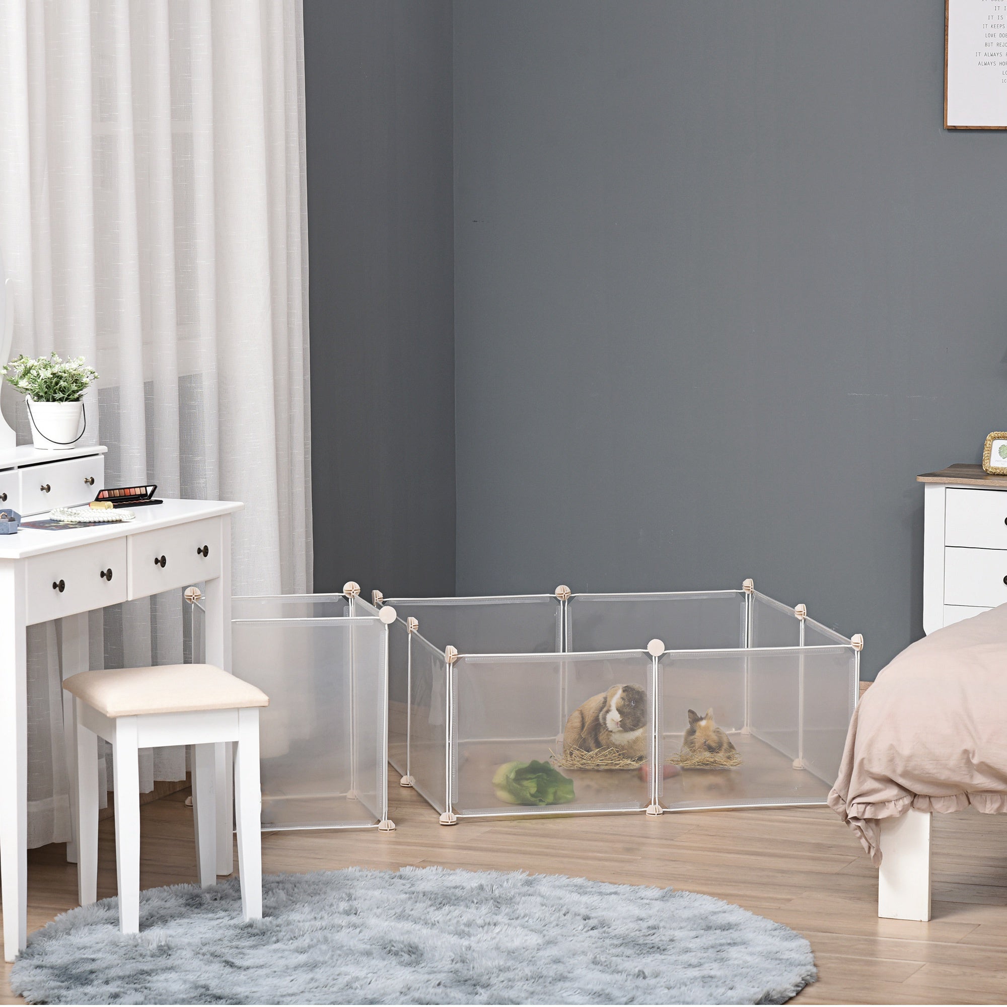 PawHut Pet Puppy Dog Playpen, Portable DIY Catio Small Animal Cage for Bunny Chinchilla Guinea Pig Indoor Outdoor, 12 Panel, 17.7 x 13.8 Inch