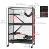 PawHut 5-Tier Rolling Small Animal Cage, Deluxe Guinea Pig Cage, Ferret Cage for Mink Chinchilla Kitten Rabbit, Small Pet Play House with Hammock Platform, Ramp, Tray, Dark Grey