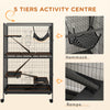 PawHut 5-Tier Rolling Small Animal Cage, Deluxe Guinea Pig Cage, Ferret Cage for Mink Chinchilla Kitten Rabbit, Small Pet Play House with Hammock Platform, Ramp, Tray, Dark Grey
