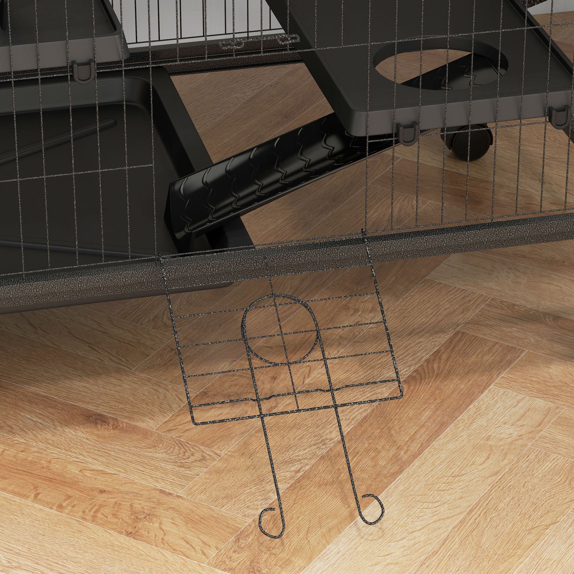 PawHut 5-Tier Rolling Small Animal Cage, Deluxe Guinea Pig Cage, Ferret Cage for Mink Chinchilla Kitten Rabbit, Small Pet Play House with Hammock Platform, Ramp, Tray, Dark Grey