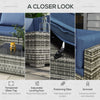 Outsunny 7 Piece Patio Furniture Set, PE Rattan Outdoor Conversation Set with Sectional Sofa, Glass Tabletop, Cushions and Pillows for Garden, Lawn, Deck, Mixed Grey and Blue
