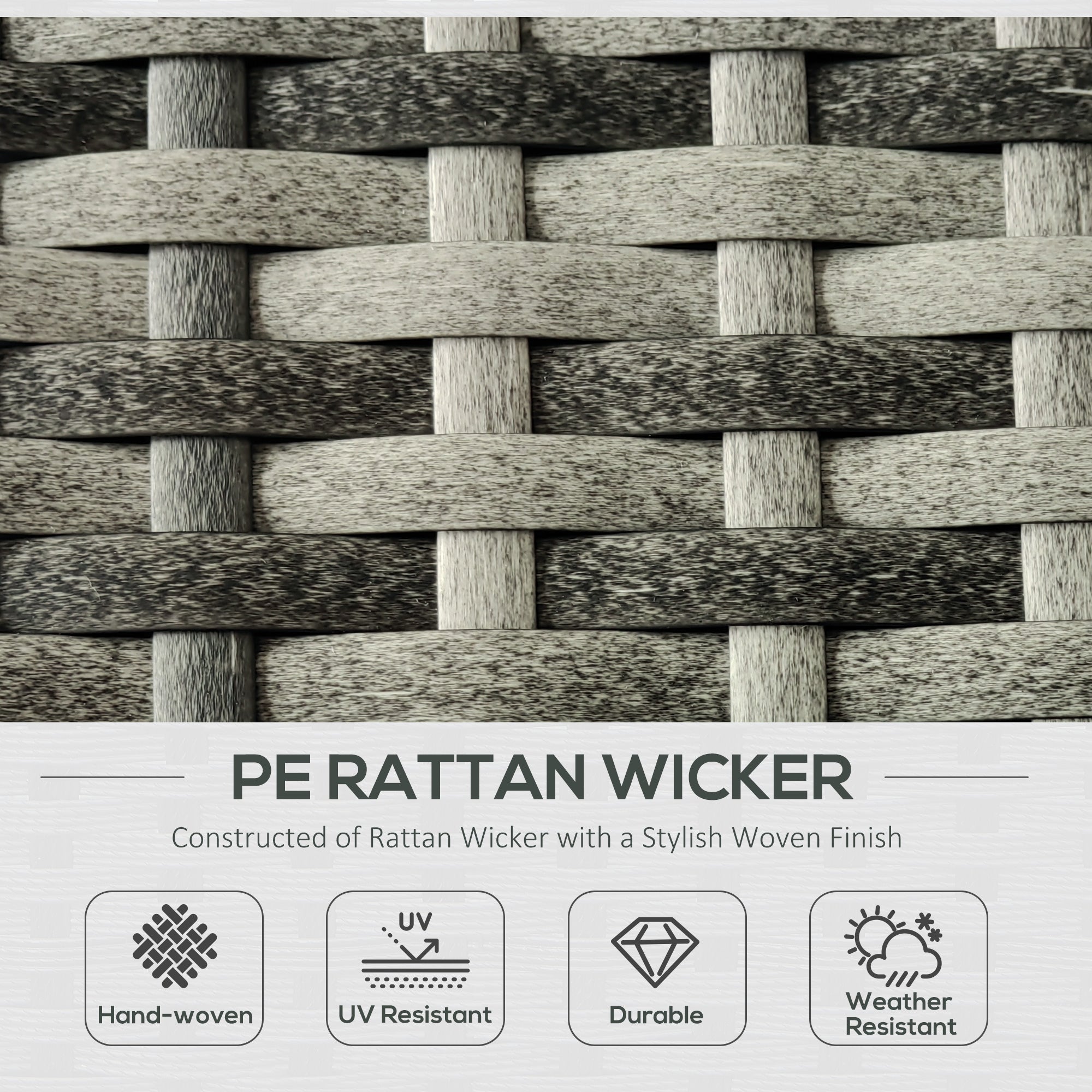 Outsunny 7 Piece Patio Furniture Set, PE Rattan Outdoor Conversation Set with Sectional Sofa, Glass Tabletop, Cushions and Pillows for Garden, Lawn, Deck, Mixed Grey and Blue