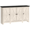 HOMCOM Farmhouse Sideboard, Buffet Cabinet with Storage, Kitchen Storage Cabinets with 4 Barn-style Doors and Adjustable Shelves, Coffee Bar Cabinet, White Wood Grain