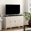 HOMCOM Farmhouse Sideboard, Buffet Cabinet with Storage, Kitchen Storage Cabinets with 4 Barn-style Doors and Adjustable Shelves, Coffee Bar Cabinet, White Wood Grain