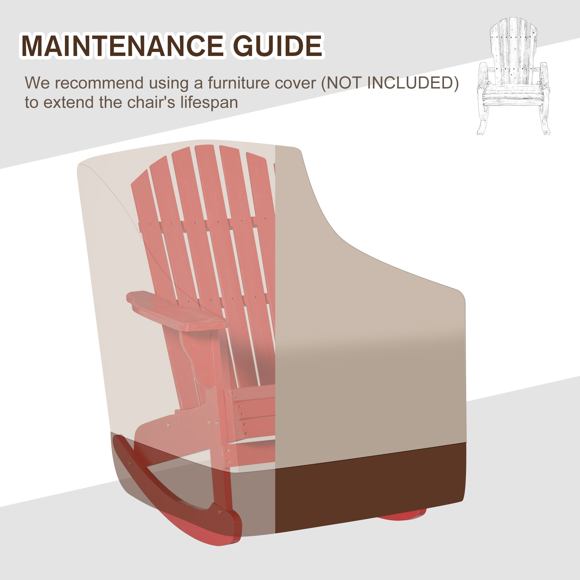 Outsunny Wooden Adirondack Rocking Muskoka Chair with Slatted Wooden Design, Fanned Back and Classic Rustic Style, Red