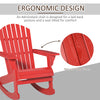 Outsunny Wooden Adirondack Rocking Muskoka Chair with Slatted Wooden Design, Fanned Back and Classic Rustic Style, Red