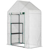 Outsunny 56" x 29" Walk-in Greenhouse for Outdoor, Portable Gardening Plant Hot House with 2-Tier Shelf, Roll-Up Zippered Door, PE Cover, Green