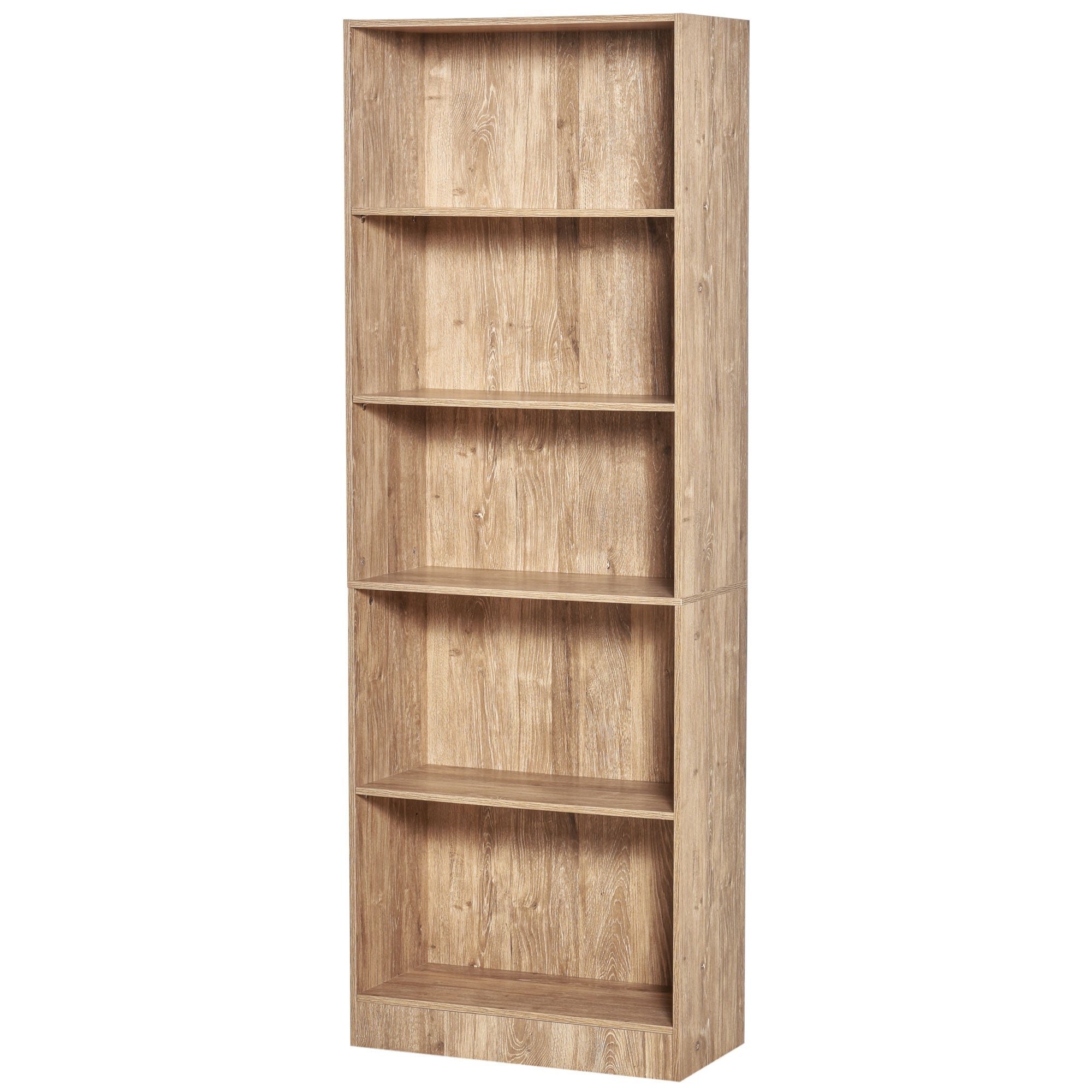 HOMCOM 5-Tier Bookcase, Storage Bookshelf, Display Shelves with Adjustable Shelves for Living Room, Home Office, Nature Wood