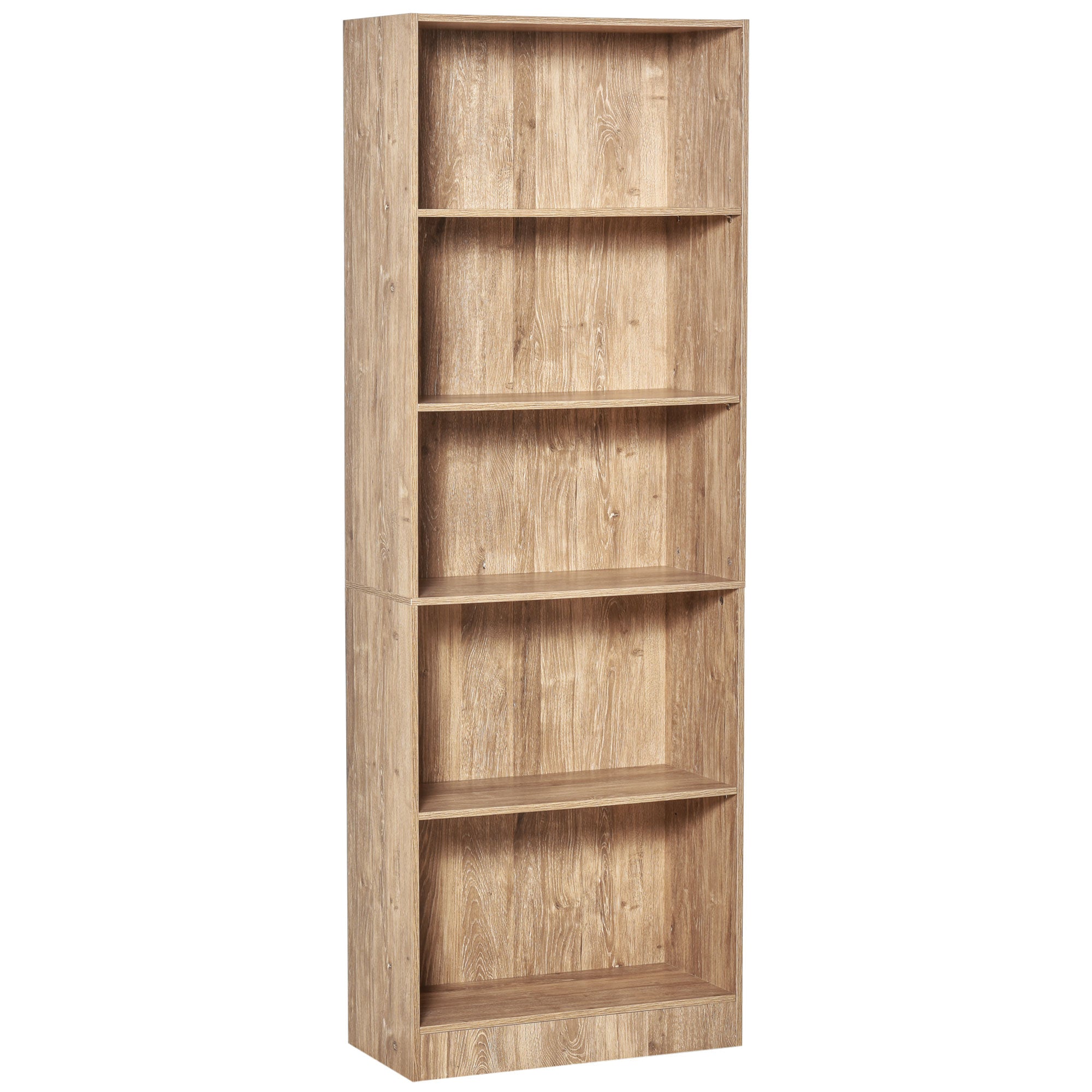 HOMCOM 5-Tier Bookcase, Storage Bookshelf, Display Shelves with Adjustable Shelves for Living Room, Home Office, Nature Wood