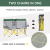 Outsunny 62" W Double Seat Camping Chair Folding Lawn Loveseat w/ Storage Pocket & Cup Holder Compact in a Bag for Outdoor, Beach, Picnic, Hiking, Travel, Green