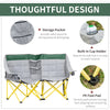 Outsunny 62" W Double Seat Camping Chair Folding Lawn Loveseat w/ Storage Pocket & Cup Holder Compact in a Bag for Outdoor, Beach, Picnic, Hiking, Travel, Green