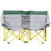 Outsunny 62" W Double Seat Camping Chair Folding Lawn Loveseat w/ Storage Pocket & Cup Holder Compact in a Bag for Outdoor, Beach, Picnic, Hiking, Travel, Green