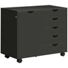 HOMCOM Lateral Filing Cabinet, 5-Drawers File Cabinet with Door and Adjustable Shelf, Mobile Office Storage Cabinet on Wheels, Printer Stand for Home Office, Black