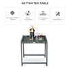 Outsunny Rattan Coffee Table, Wicker Patio Side Table with Tempered Glass Top and Aluminum Frame for Outdoor, Garden, Gray