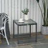 Outsunny Rattan Coffee Table, Wicker Patio Side Table with Tempered Glass Top and Aluminum Frame for Outdoor, Garden, Gray