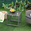 Outsunny Rattan Coffee Table, Wicker Patio Side Table with Tempered Glass Top and Aluminum Frame for Outdoor, Garden, Gray