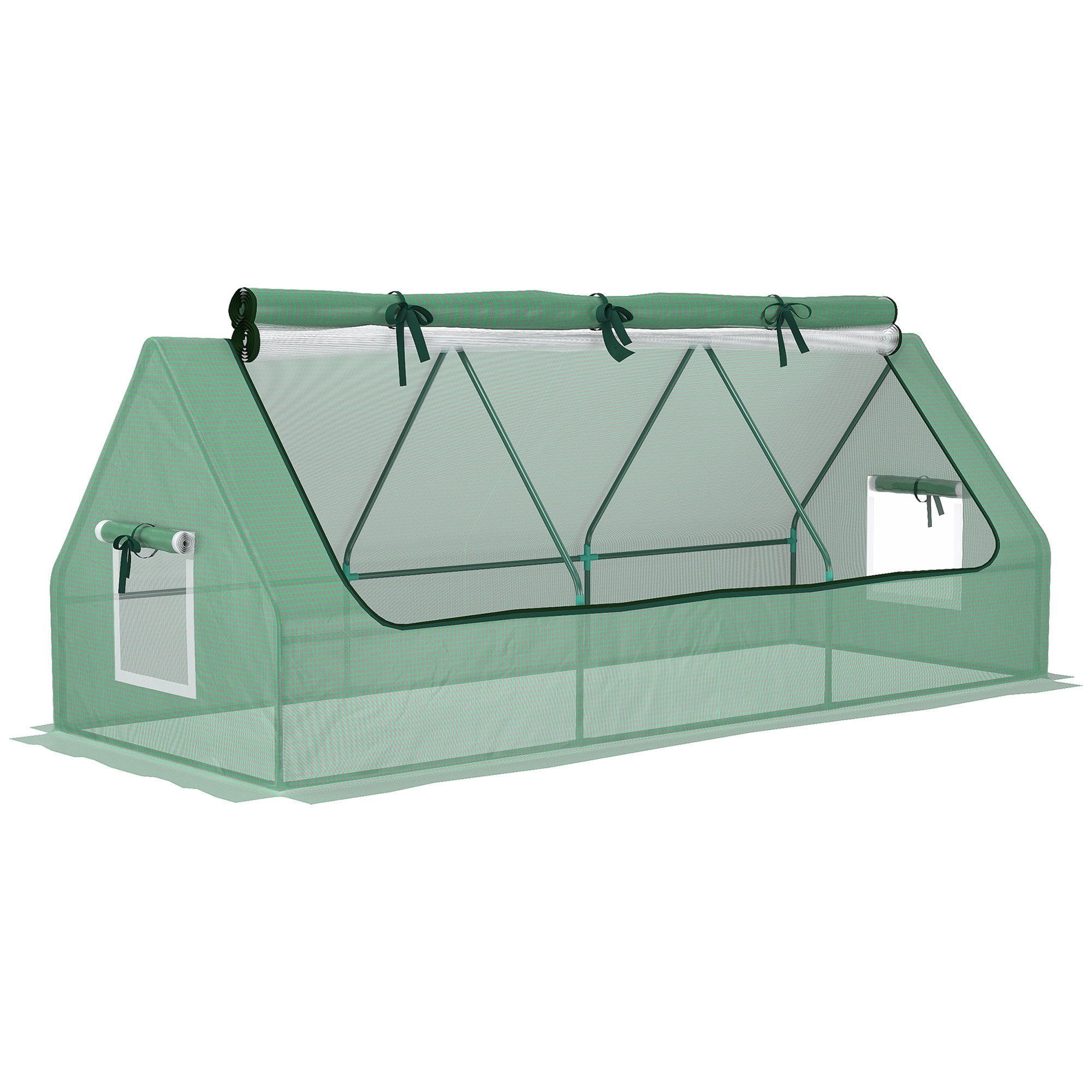 Outsunny Mini Greenhouse, 94.5" x 35.4" x 35.4" House-Shaped Portable Tunnel Green House with Mesh Windows for Indoor and Outdoor, Green