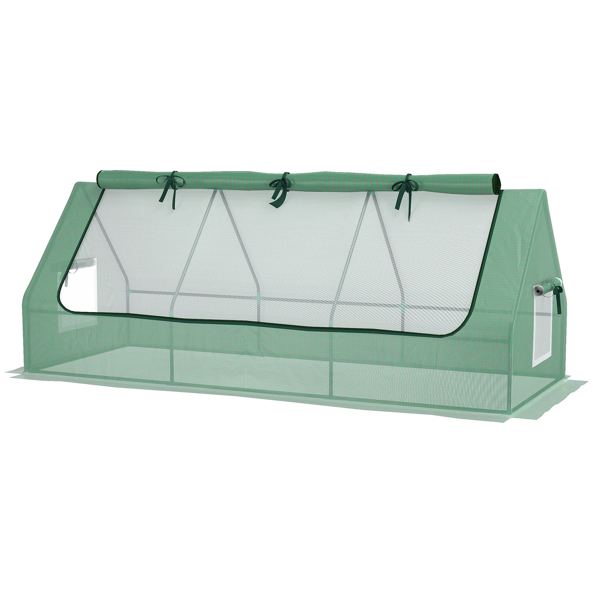 Outsunny Mini Greenhouse, 94.5" x 35.4" x 35.4" House-Shaped Portable Tunnel Green House with Mesh Windows for Indoor and Outdoor, Green